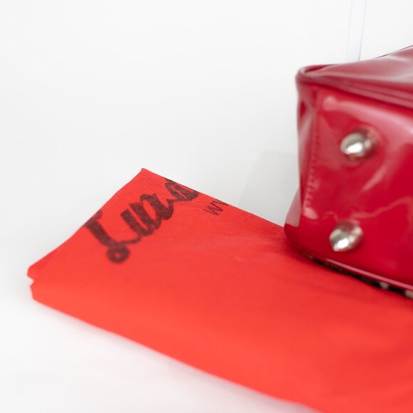 Lux De Ville Red Patent Leopard Rockabilly Pin Up Bag - Picture 8 of 15